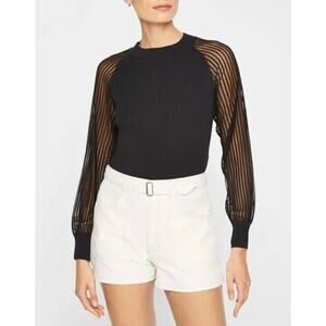 Club Monaco Black Sheer Sleeve Sweater